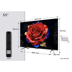TCL 55T8C ขนาด 55 นิ้ว 4K T8C QLED รับประกันศูนย์ไทย